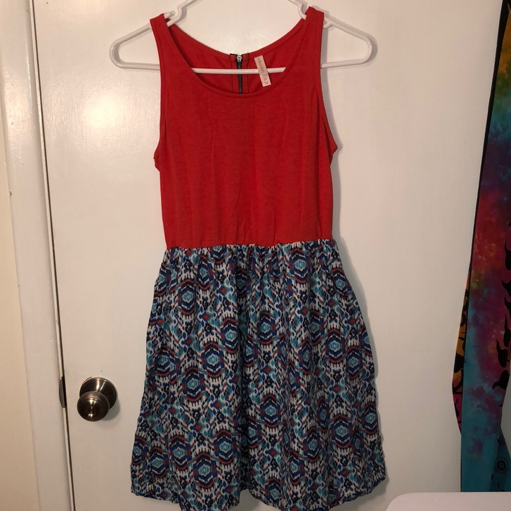 Short Orange and Blue Summer Dress